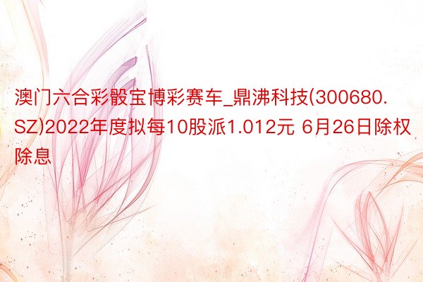 澳门六合彩骰宝博彩赛车_鼎沸科技(300680.SZ)2022年度拟每10股派1.012元 6月26日除权除息